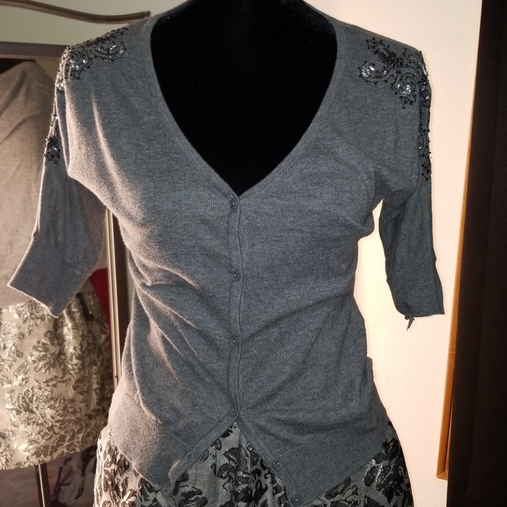 Studio Y Size S Gray Button Up Sweater